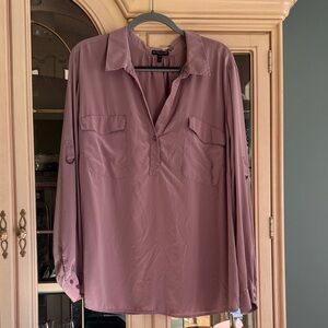 Eileen Fisher Lilac Silk Georgette Crepe Blouse